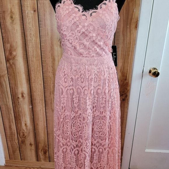 LULU'S Unending Love Blush Pink Lace Maxi Dress - Picture 3 of 13